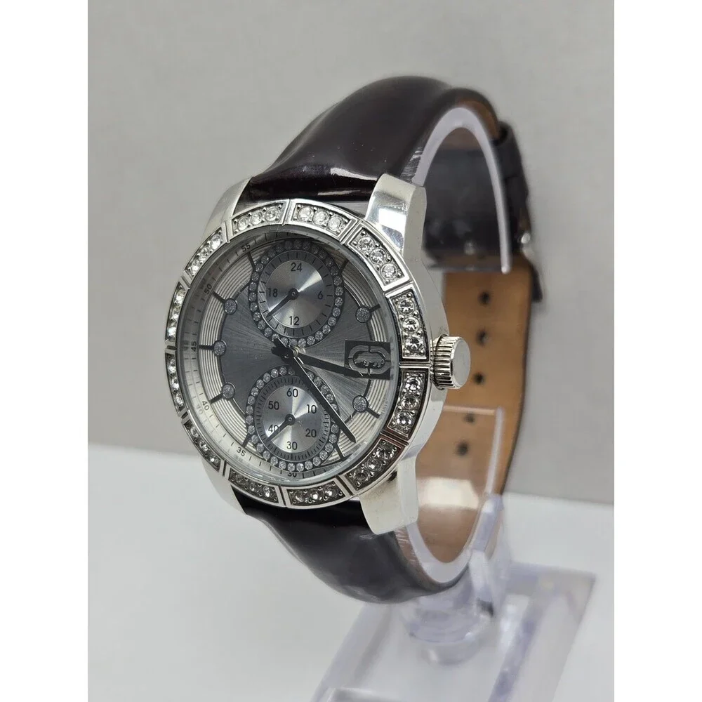 Marc Ecko E09518L1 Paradise Womens Crystal Bezel Silver Quartz Watch New Battery